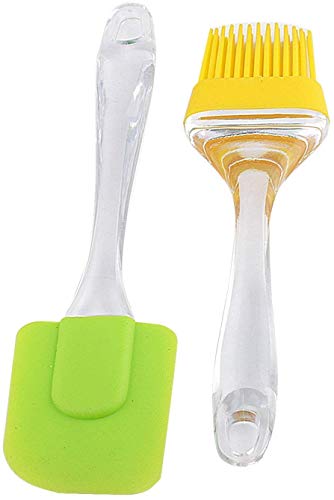 Mapperz Oil Brush for Cooking, Spatula and Pastry Brush Set, Silicon Brush for Kitchen |Silicon Heat Resistant Oil Brush with Spatula for Pastry Baking Cooking Grilling Easy and Durable (Set of 2)