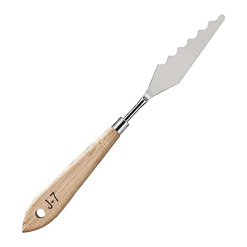 MAPPERZ Stainless Steel Artists Palette Knife Spatula Painting Mixing Scraper Thin and Flexible Art Tools for Oil Painting Acrylic Mixing, Canvas, Cake Icing, Face Painting Knife No. J-7, Pack of 01