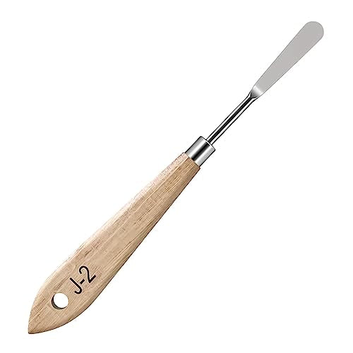 MAPPERZ Stainless Steel Artists Palette Knife Spatula Painting Mixing Scraper Thin and Flexible Art Tools for Oil Painting Acrylic Mixing, Canvas, Cake Icing, Face Painting Knife No. J-2, Pack of 01