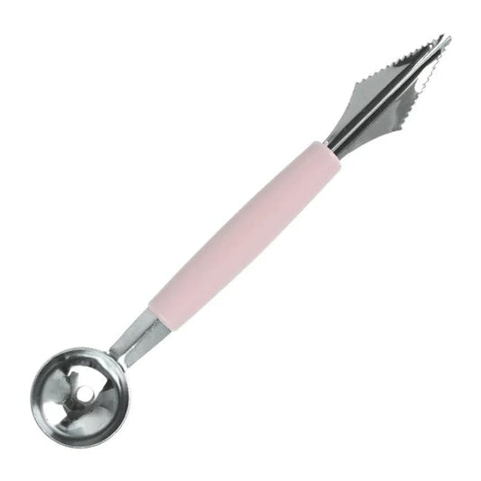 MAPPERZ Melon Baller Scoop,Stainless Steel Fruit Decoration Carving Knife,Melon Watermelon Cantaloupe Ice Cream Sorbet Dessert Dual Function Ball Spoon for Kitchen Tools, Random Color, 1 Pcs