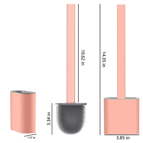 MAPPERZ Silicon Toilet Brush with Slim Holder/Flex Toilet Brush Anti-drip Set Toilet Bowl Cleaner Brush/No-Slip Long Handle Soft Silicone Toilet Brush with Wall Hook - Multicolor