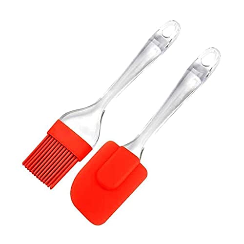 Mapperz Oil Brush for Cooking, Spatula and Pastry Brush Set, Silicon Brush for Kitchen |Silicon Heat Resistant Oil Brush with Spatula for Pastry Baking Cooking Grilling Easy and Durable (Set of 2)