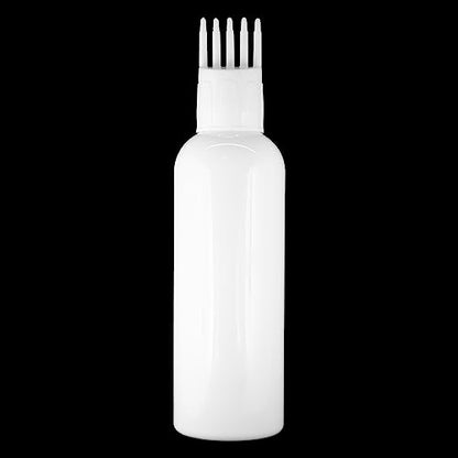 MAPPERZ Root Comb Applicator Empty Cylindrical Bottle, Ounce Applicator Bottle for Hair Oil Shampoo Medicine & Dye Bottle Applicator Brush Bottle, Hair Root Comb White Applicator, White, 1PC