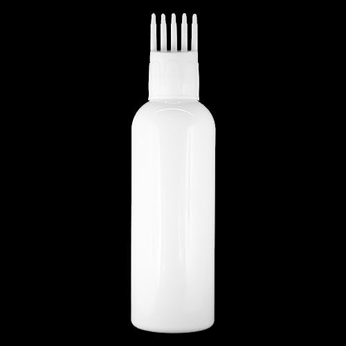 MAPPERZ Root Comb Applicator Empty Cylindrical Bottle, Ounce Applicator Bottle for Hair Oil Shampoo Medicine & Dye Bottle Applicator Brush Bottle, Hair Root Comb White Applicator, White, 1PC