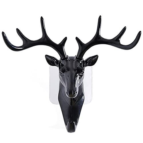 MAPPERZ Deer Head Single Wall Hook / Hanger Animal Shaped Coat Hat Hook Heavy Duty, Rustic, Decorative Gift , Black, Pack of 1