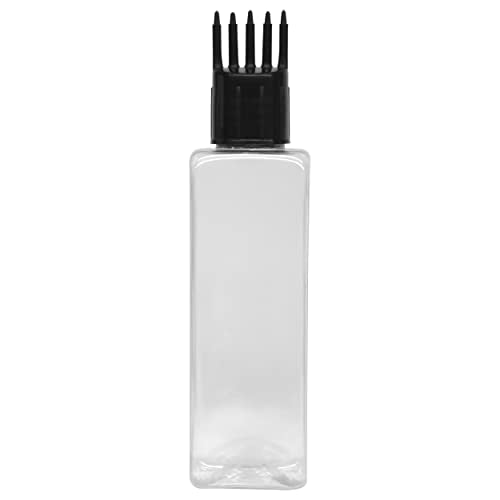 MAPPERZ Root Comb Applicator Empty Rectangular Bottle, Ounce Applicator Bottle for Hair Oil Shampoo Medicine & Dye Bottle Applicator Brush Bottle, for Hair Root Comb Black Comb Applicator, 1Pc