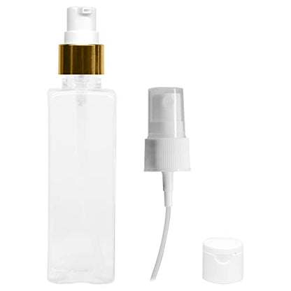 MAPPERZ 1 Rectangular Shape Bottle Durable Refillable Containers With 1 Pump Bottles Dispenser, 1 Spray Atomizer And 1 Filp Top Cap, For Perfume, Liquids, Shampoo, Body Soap, Lotion, Cream