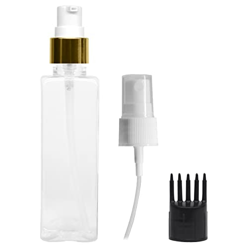 MAPPERZ 1 Rectangular Shape Bottle Durable Refillable Containers With 1 Pump Bottles Dispenser 1 Spray Atomizer And Root Comb Applicator For Liquids Perfume Shampoo Soap Lotion Cream.