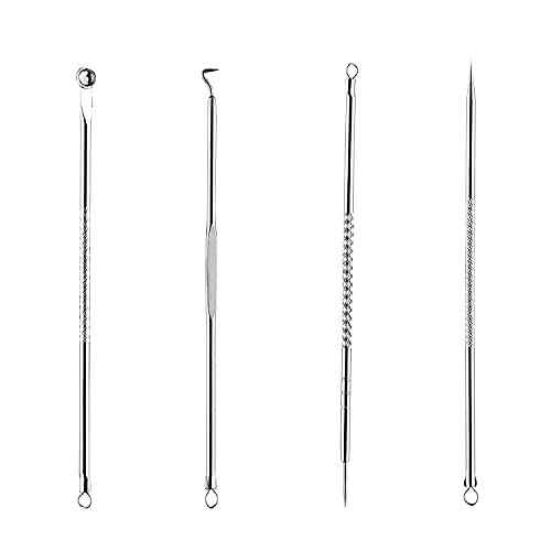 MAPPERZ Stainless Steel Blackhead Pimple Blemish Extractor/ Acne Removal Needle Kit - Set of 4