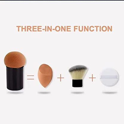 Mapperz Powder Puff Cosmetic Sponges Mushroom Makeup Brushes Blender Sponge Face Brush Makeup Puff with Handle Case for Dry Wet Use Liquid, Creams, and Powders (Multi Colour)