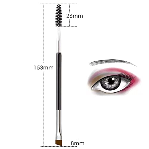 MAPPERZ Dual Ended Flat Detail Brush PRECISION Flat Thin Concealer brush Flat Definer Brush Firm for Shaping Blending Contouring Brows with spoolies for Precise eyebrow Eyeliner eyelash Spiral Brush-1