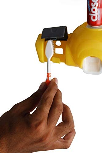 MAPPERZ Multicolor Magic Plus Hands-Free Plastic Automatic Toothpaste Squeezer Dispenser with Detachable and 4 Toothbrush Holder for Home Bathroom