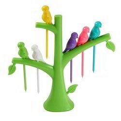 MAPPERZ Fancy Bird Fork/Attractive on Table and Ideal Fork for Eating Fruits/Tree Shape Holder Stand - Pack of 1