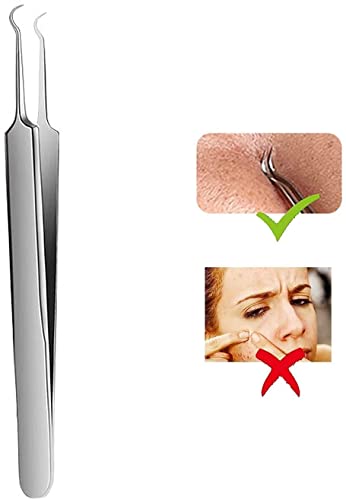 MAPPERZ 5 in 1 Stainless Steel Blackhead Remover Tool Kit with Case/Anti Slip Blackhead Tweezers Pimple Removal Tool Acne Needle Set