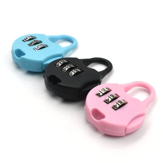 MAPPERZ 3 Digit Resettable Zipper Lock Round Padlock for Keep Your Belongings Safe and Secure