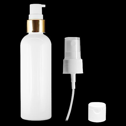 MAPPERZ 1 Cylindrical Shape Bottle Durable Refillable Containers With 1 Pump Bottles Dispenser, 1 Spray Atomizer And Filp Top Cap, Perfume, Liquids, Shampoo, Body Soap, Lotion, Cream, White