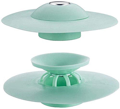 MAPPERZ Silicone Stopper and Filter Drain Pack of 2 Stopper/Strainer/Hair Catcher for Bathroom/Wash Basin/Kitchen Sink/Bathtub Sealer Cover