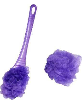 MAPPERZ Loofah Long Handle Bath Body Brush/Loofah On a Stick for Men Women Body Wash/Soft Nylon Mesh Sponge for Shower - Multicolor (Pack of 2)