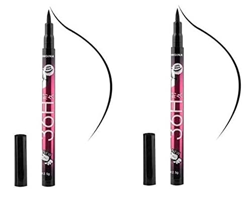 Mapperz 36H Precision Liquid Waterproof Lash Eyeliner Pencil/ Eye Liner, Water Resistant, Long-Lasting (Black) (Pack Of 2) Matte Finish