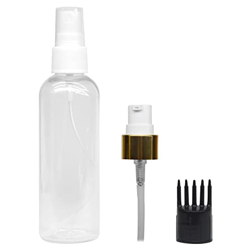 MAPPERZ 1 Cylindrical Shape Bottle Durable Refillable Containers With 1 Pump Bottles Dispenser, 1 Spray Atomizer And Root Comb Applicator, For Perfume, Liquids, Shampoo, Body Soap, Lotion, Cream