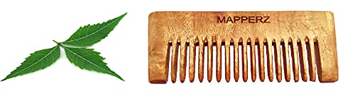 Mapperz hair comb | Handmade pure Neem Wood Hair Comb Anti-Dandruff Shampoo Comb Organic Pure Neem Wood Comb Wide Teeth, Brown for Men and women
