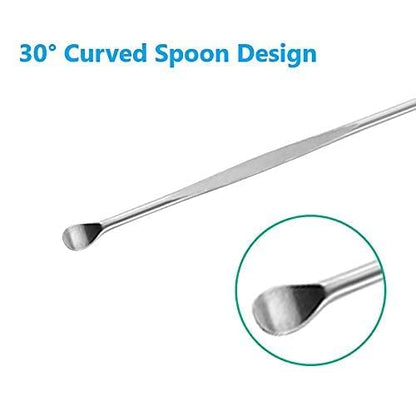 MAPPERZ ear cleaning tool/ear wax cleaner/Ear Scoop Picking Tool Stainless Steel / 6 Piece Ear Cleaner Tool/Ear Curette Safety Cleaner with Brush and Storage Box - Set of 6 (Silver)