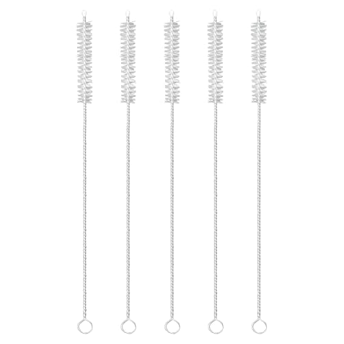 MAPPERZ Long Straw Cleaning Brush Stainless Steel Nylon Thin Pipes Drinking Straw Washing Cleaning Brushes / Straw Brushes with Tiny Bristles, for Tumbler, Sippy Cup, Bottle and Tube, Pack of 5