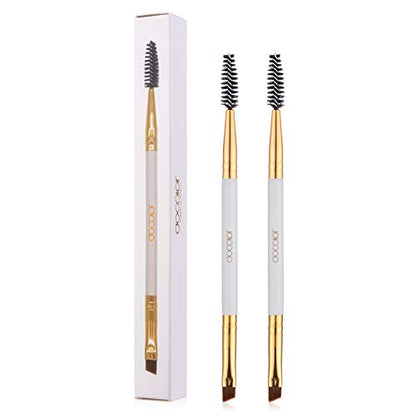 Duo Eyebrow Brush, Professional Tool, Angled Eye Brow Brush and Spoolie Brush