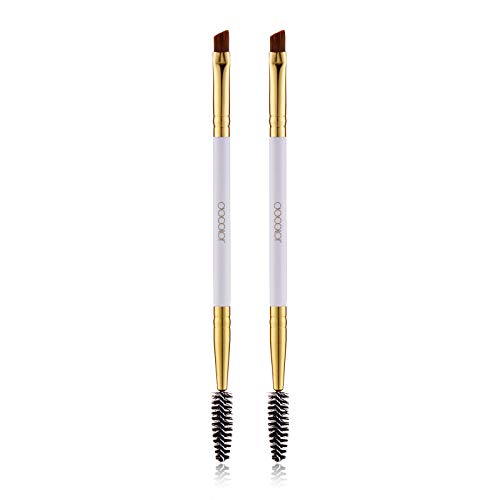 Duo Eyebrow Brush, Professional Tool, Angled Eye Brow Brush and Spoolie Brush