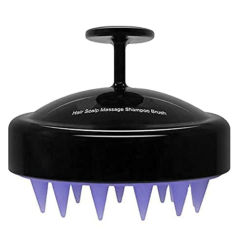 MAPPERZ Hair Scalp Manual Massager Shampoo Brush/Hair Washing Brush Silicone Head Body Massager Brush Hairbrush for Hair Washing/Scalp Exfoliator for Dandruff/Flexible Silicone Bristles, Black