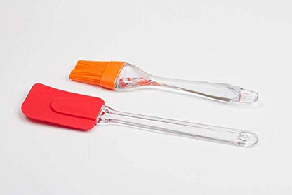 Mapperz Oil Brush for Cooking, Spatula and Pastry Brush Set, Silicon Brush for Kitchen |Silicon Heat Resistant Oil Brush with Spatula for Pastry Baking Cooking Grilling Easy and Durable (Set of 2)