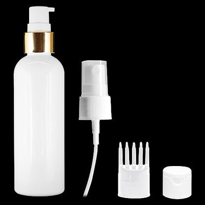 MAPPERZ 1 Cylindrical Shape Bottle Durable Refillable Containers With 1 Pump Bottles Dispenser, 1 Spray Atomizer, 1 Filp Top Cap And Root Comb Applicator Perfume Liquids Shampoo Lotion Cream,White