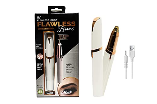 MAPPERZ Painless Electric Eyebrow Trimmer Facial Hair Remover for Women Hair Remover Kit Epilator with Cleaning Brush ((Battery Included))