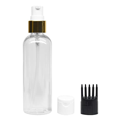 MAPPERZ 1 Cylindrical Shape Bottle Durable Refillable Containers With 1 Pump Bottles Dispenser, 1 Filp Top Cap And Root Comb Applicator, For Liquids, Shampoo, Body Soap, Toner, Lotion, Cream