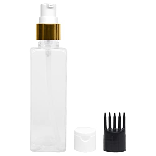 MAPPERZ 1 Rectangular Shape Bottle Durable Refillable Containers With 1 Pump Bottles Dispenser, 1 Filp Top Cap And Root Comb Applicator, For Liquids, Shampoo, Body Soap, Toner, Lotion, Cream