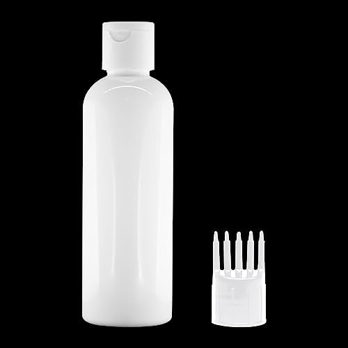 MAPPERZ 1 Root Comb Applicator Empty Cylindrical Bottle, With 1 Flip Top Cap, Applicator Bottle for Hair Oil Shampoo Medicine And Dye Bottle Applicator Brush Bottle, Hair Root Comb Applicator, White
