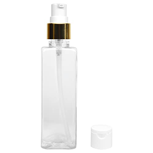 MAPPERZ Plastic Pump Bottle Dispenser, Portable Clear Rectangular Shampoo Lotion Hand Pump Bottle, Durable Refillable Empty Containers for Massage Oil, Liquid Soap, with Flip Top Cap, 100ml, PC- 1