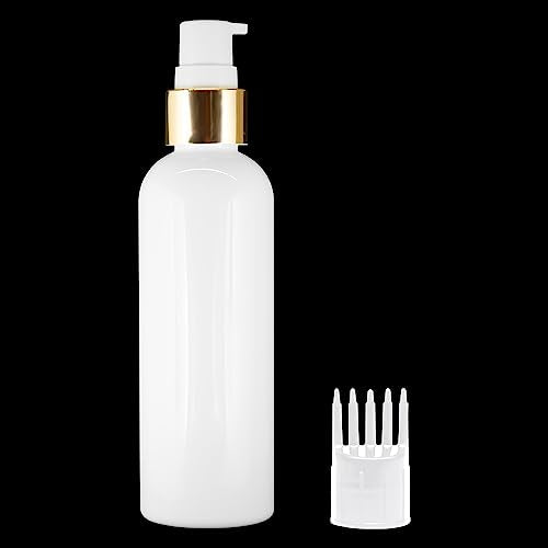 MAPPERZ Plastic Pump Bottle Dispenser, with Root Comb Applicator, Cylindrical Shampoo, Lotion, Massage Oil, Liquid Soap, Hand Pump Bottle, Durable Refillable Empty Containers, White, 100ml, PC-1