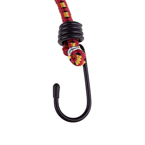 MAPPERZ Multipurpose Flexible Stretchable Elastic Bungee Rope with Metal Hooks/Tying Behind Bikes/Luggage Strap - Pack of 1, Multicolor