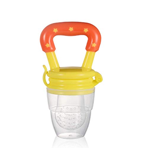 MAPPERZ Baby Food Nibbler Silicon Star Design Yellow Color Baby Nibbler Teether for New Born Infant Kid Pacifier Baby Food Feeding Accessories (Random)