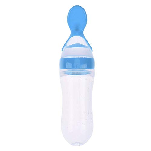 MAPPERZ Baby Feeder Silicon Baby Silicone Food Feeder Baby Squeeze Fruit Grade Silicone Feeder Bottle with Spoon Feeder for Baby Supplement Rice Cereal Milk Feeding Bottle Cup (Random)