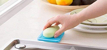 MAPPERZ Silicone Soap Dish Tray Saver Holder Drainer Shower Waterfall for Bathroom/Kitchen/Counter Top