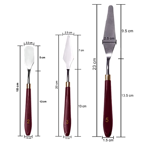 MAPPERZ Stainless Steel Palette Knife Set, Flexible Spatula Painting Knives for Color Mixing, Spreading, Applying Oil & Acrylic Paint on Canvases, Cake Icing, 3D Print Tool, (No. 1,2,3,4,5), Pack Of 5