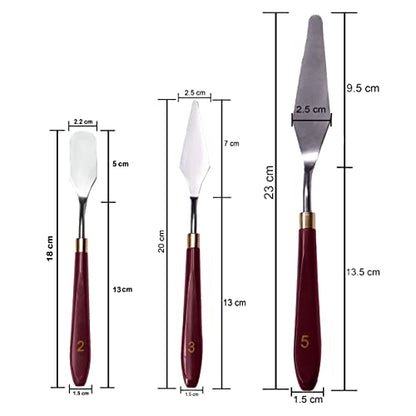 MAPPERZ Stainless Steel Palette Knife Set, Flexible Spatula Painting Knives for Color Mixing, Spreading, Applying Oil & Acrylic Paint on Canvases, Cake Icing, 3D Print Tool, (No. 1,2,3,4,5), Pack Of 5