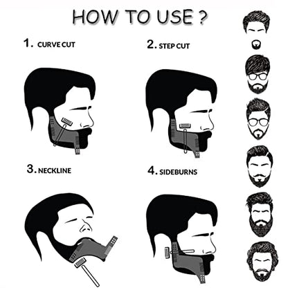 MAPPERZ Beard Shaper for Men/Beard Shaper Tool kit With Comb For Home And Salon Use - Black