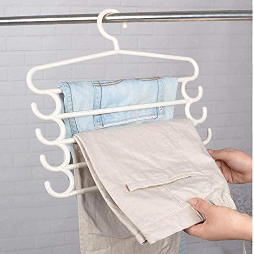 MAPPERZ 5 Layer Heavy Duty Multipurpose Hanger with Extra Side Hooks for Dupatta/Tie Cloth Rack Multilayer Storage Scarf Tie Rack Hanger (Multicolor)