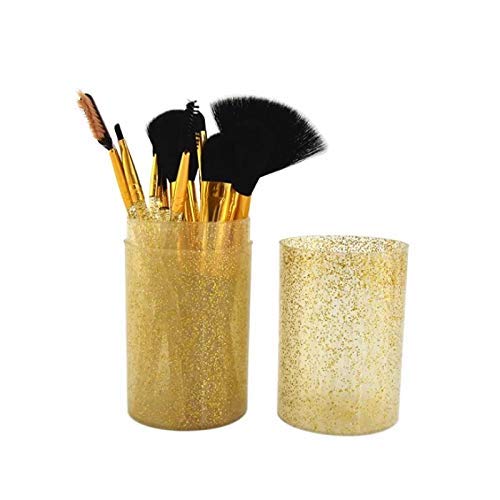 MAPPERZ 12 Pcs. Pro Makeup Shiny Brush Set For Blending Brush Face Powder Blush Concealers Eye Shadows Make Up Brushes with storage box - Shiny Rose Gold