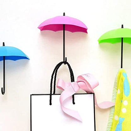 MAPPERZ Plastic Multipurpose Umbrella Key Hat Holder Wall Hanging Hook (Multicolour, Set of 3)