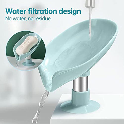 MAPPERZ Leaf-Shape Self Draining Soap Dish Holder/ Easy Clean Bar Soap Holder with Suction Cup Soap Dish Suitable for Shower/ Bathroom/ Kitchen Sink - Multicolor
