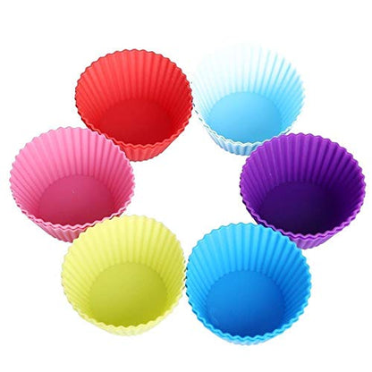 MAPPERZ Reusable & Washable Silicone Round Moulds Baking Cup Set for Muffins, Cupcake, Jelly Cake – (Microwave Oven and OTG Baking Mould, Multicolor)